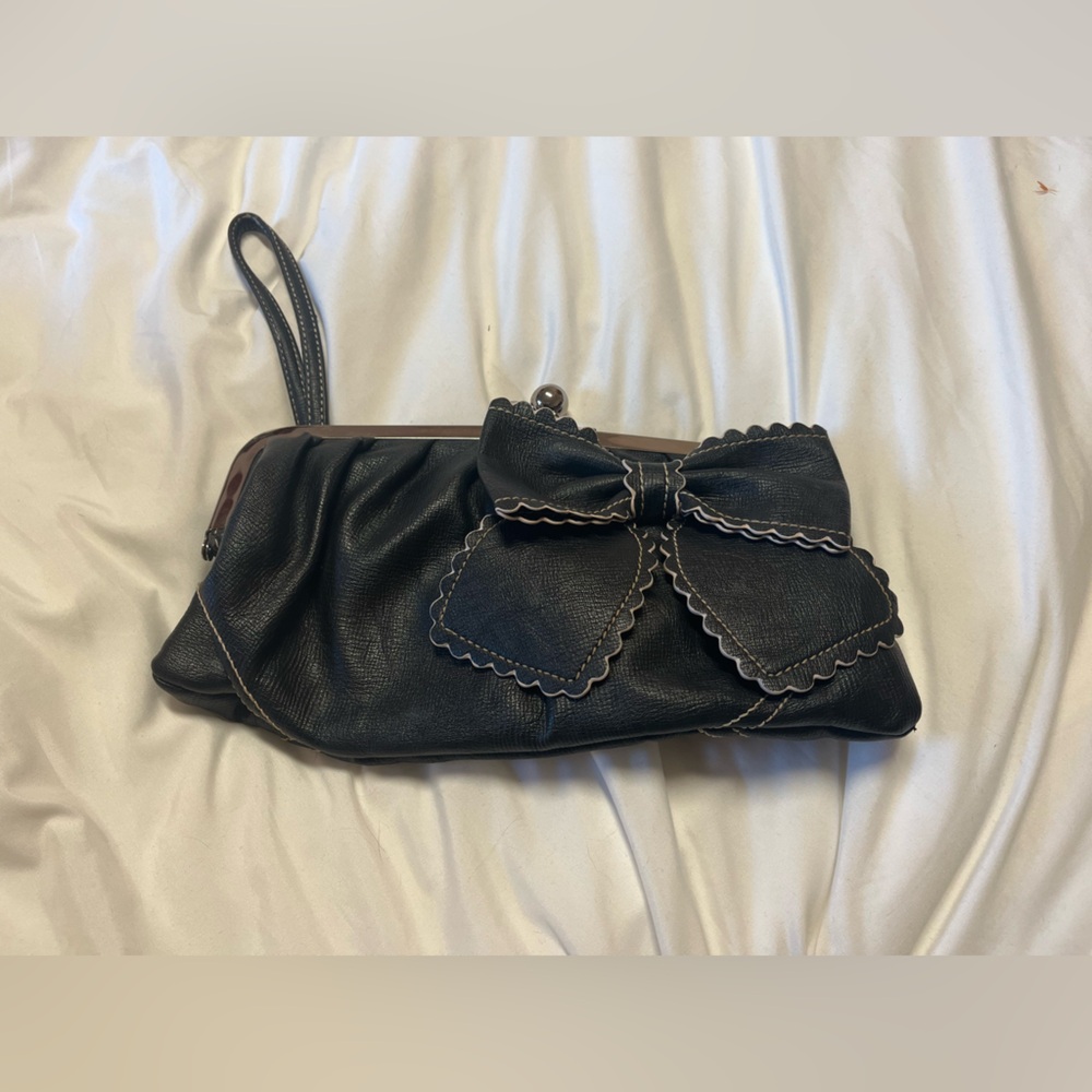 Jessica Simpson Black Clutch with Bow Detail